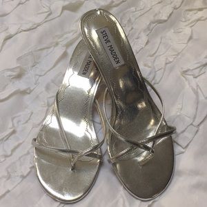 Steve Madden silver kitten heels